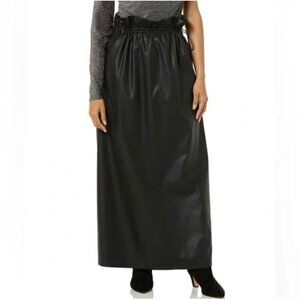 TEREA Women's Liv vegan leather maxi skirt in jet black size S NWT